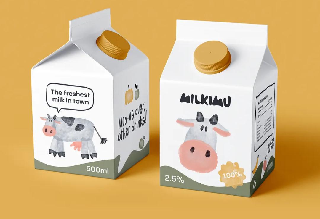 Milkimu牛奶乳制品品牌包裝設(shè)計和營銷圖形,可愛手繪卡通牛牛元素-小牛奶紙盒設(shè)計 Milkimu牛奶乳制品品牌包裝設(shè)計和營銷圖形,可愛手繪卡通牛牛元素-小牛奶紙盒設(shè)計