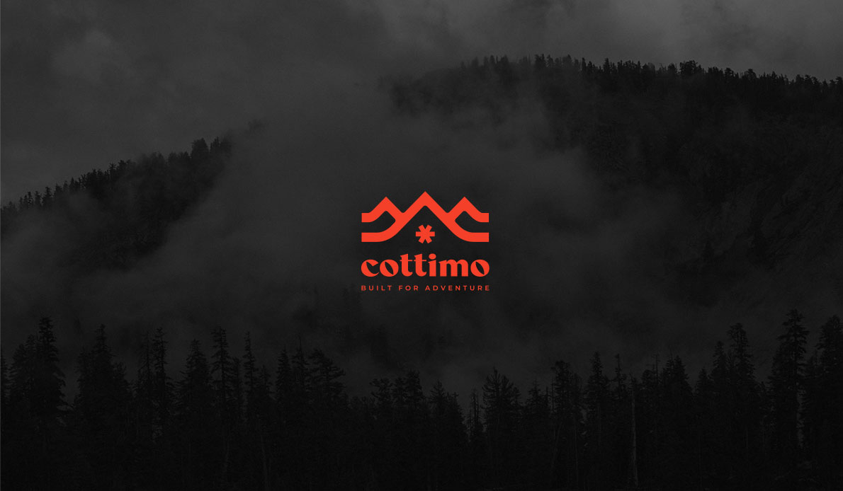 COTTIMO 戶外雪地靴品牌logo設(shè)計，山丘、雪地和遠(yuǎn)足元素