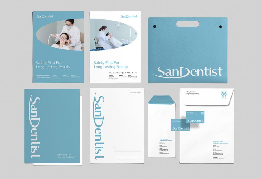 SanDentist 美容牙科品牌形象vi設(shè)計,清新風格突出安全與美麗 SanDentist 美容牙科品牌形象vi設(shè)計,清新風格突出安全與美麗