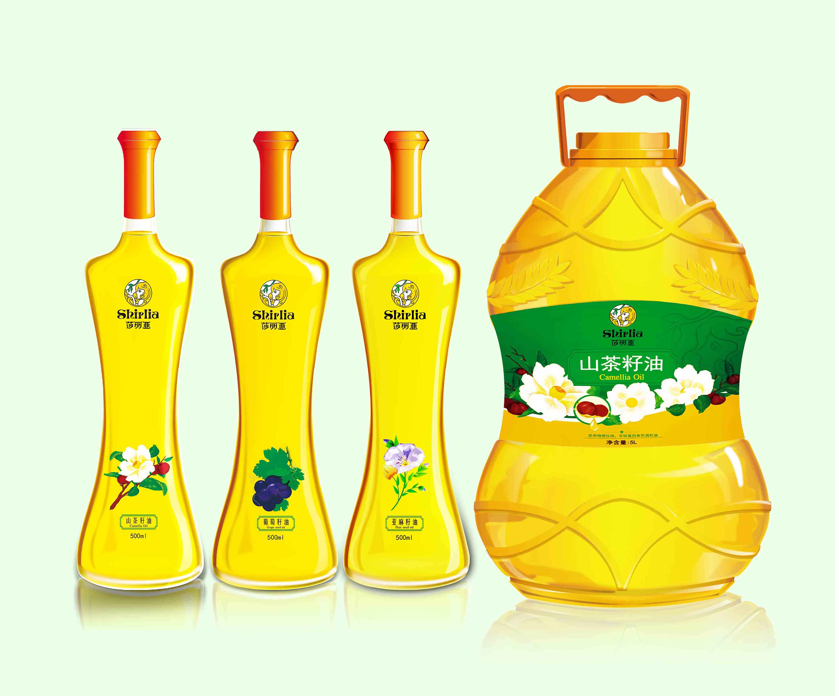 Shirlia 莎麗亞食用油包裝設(shè)計(jì)瓶形設(shè)計(jì)山茶油亞麻籽油葡萄籽油禮盒包裝設(shè)計(jì)