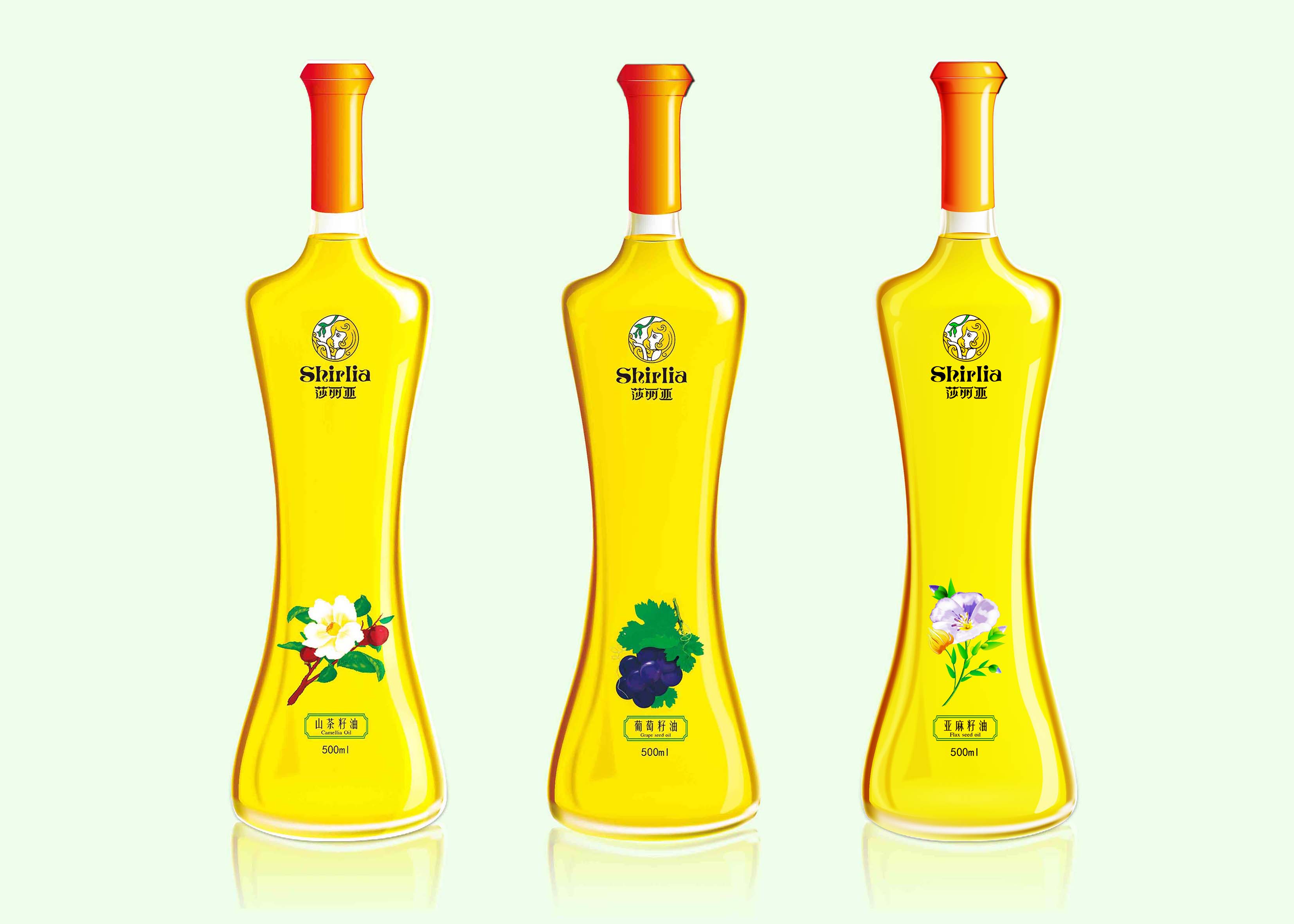 Shirlia 莎麗亞食用油包裝設(shè)計(jì)瓶形設(shè)計(jì)山茶油亞麻籽油葡萄籽油禮盒包裝設(shè)計(jì)