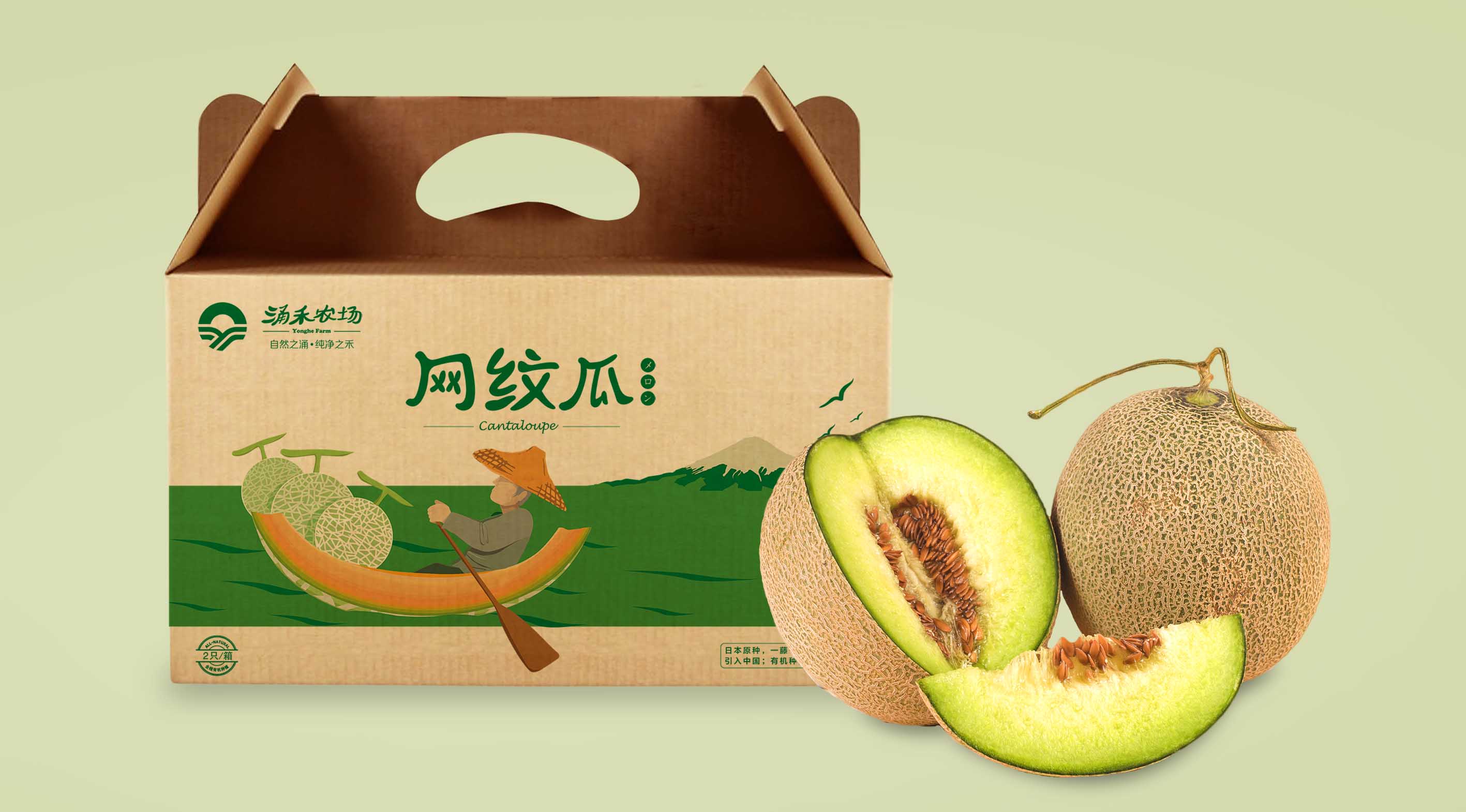 涌禾農(nóng)場網(wǎng)紋瓜哈密瓜農(nóng)產(chǎn)品包裝設(shè)計