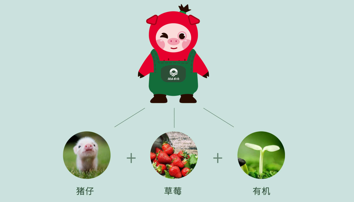 涌禾農(nóng)場(chǎng)有機(jī)草莓品牌全案策劃設(shè)計(jì)“草莓豬”IP吉祥物設(shè)計(jì)